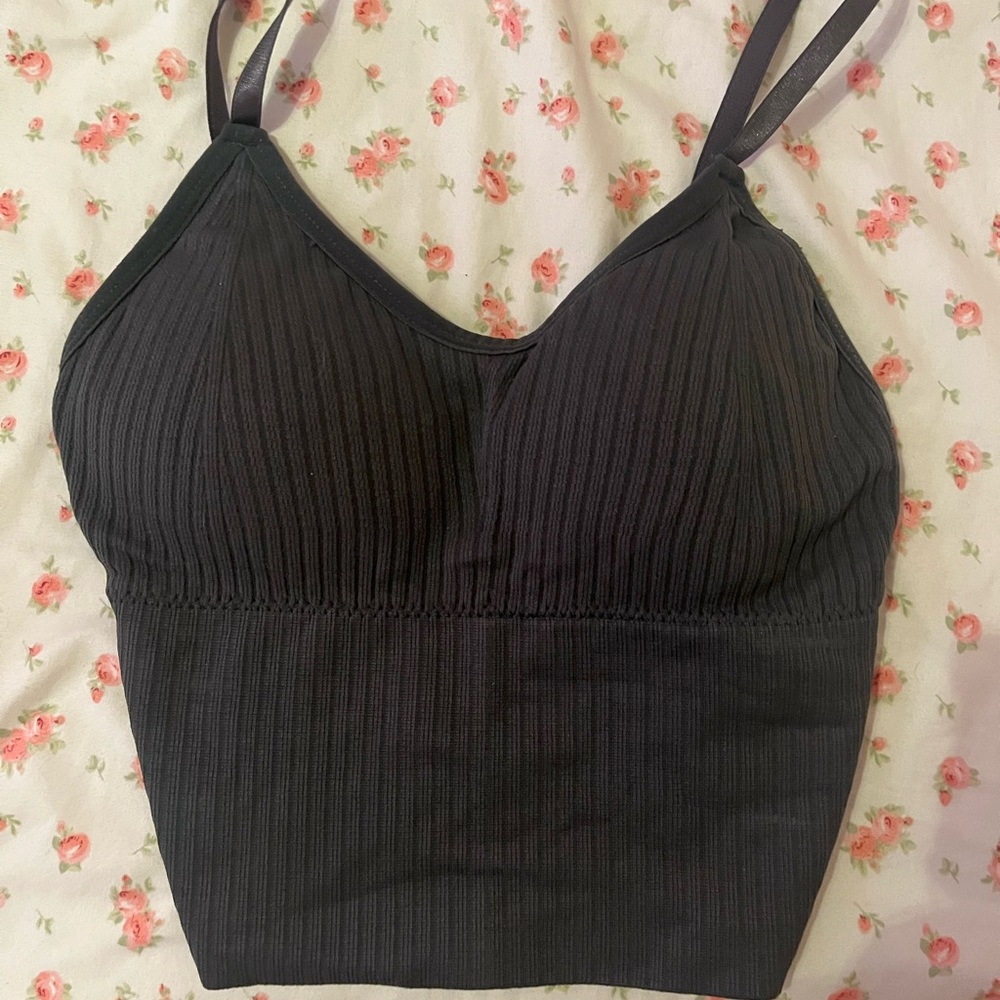 Black Ribbed Crop Top